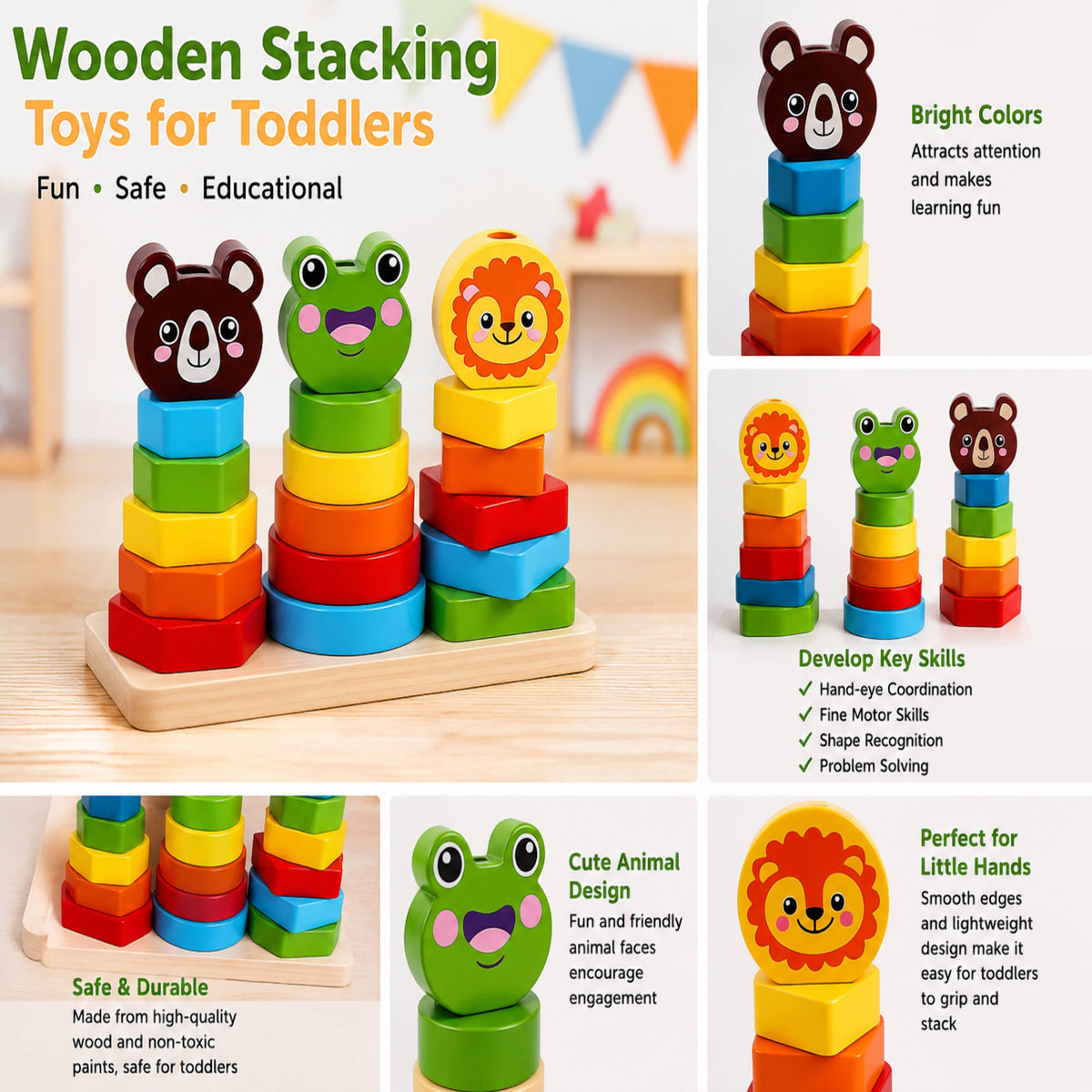 Wooden Animal Tower