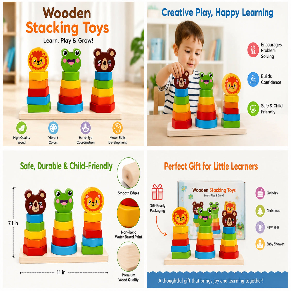 Wooden Animal Tower