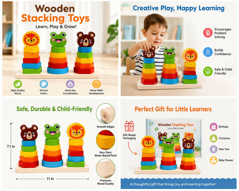 Wooden Animal Tower