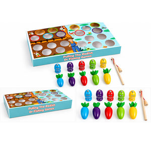 2-in-1 Wooden Fishing & Pull Carrot Game