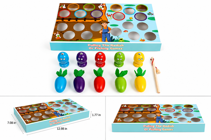 2-in-1 Wooden Fishing & Pull Carrot Game