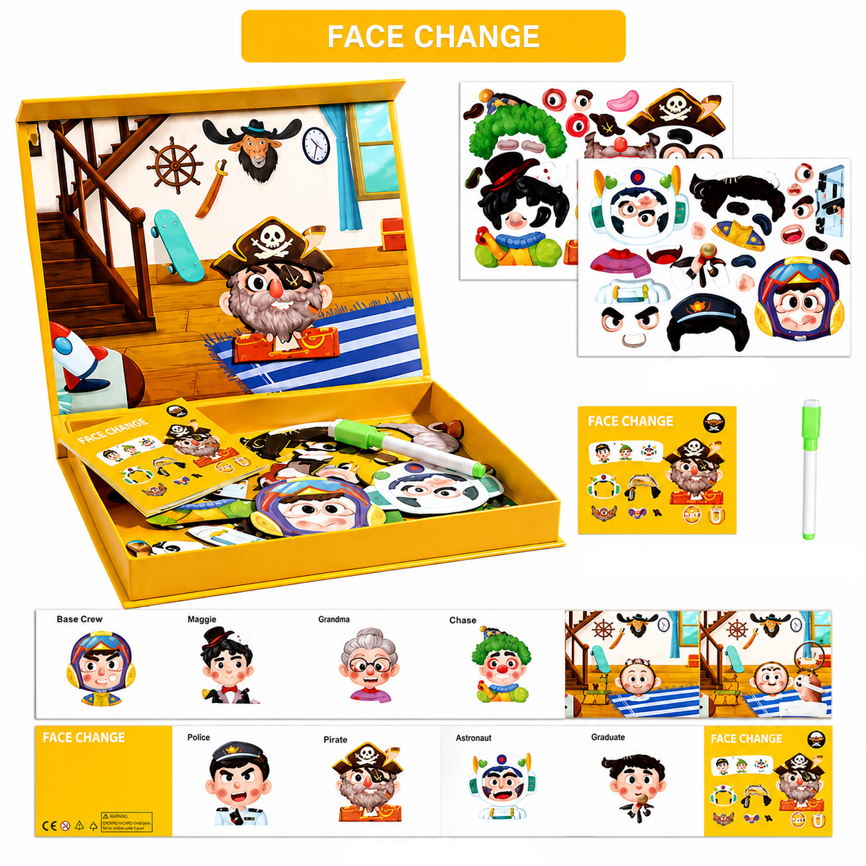 Wooden Face Change Puzzle